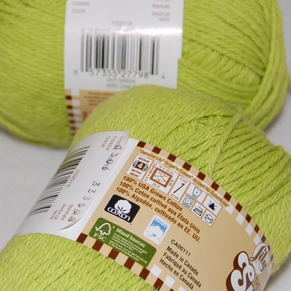 Same Dye Lot of 2, #4 Worsted, Lily Cotton Yarn, Hot Green - Picture 8 of 8